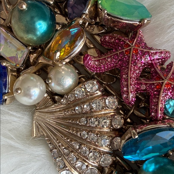 New Betsey Johnson Rope Sea Life Charm Statement Necklace  🐟 AS IS Retired betsey Johnson massive colorful gemstone sea life Charm Bracelet
